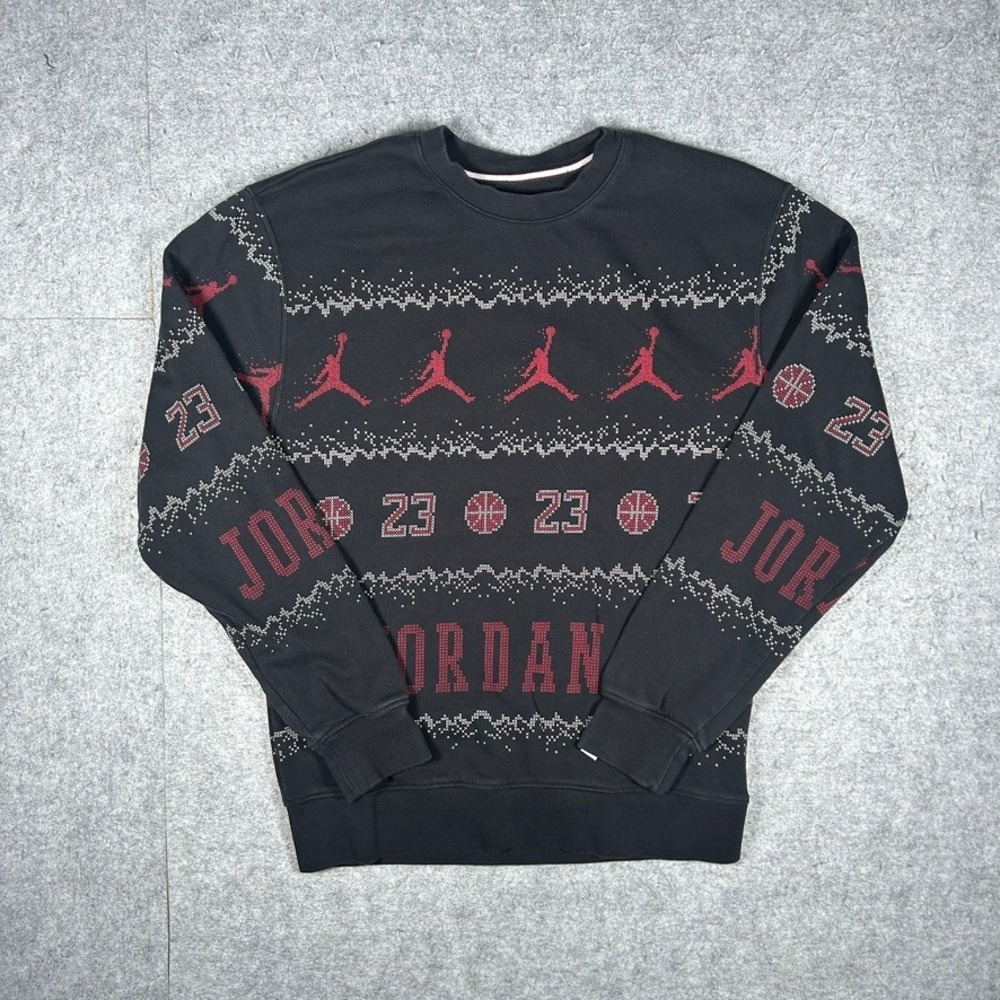 Jordan sweatshirt men S black Holiday Crewneck Jumpman 23 Ugly Christmas Sweater